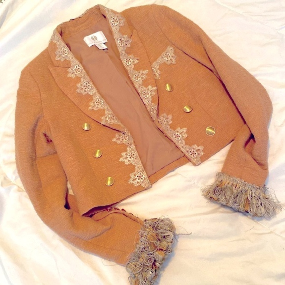 House of Harlow 1960 tweed camel bolero blazer